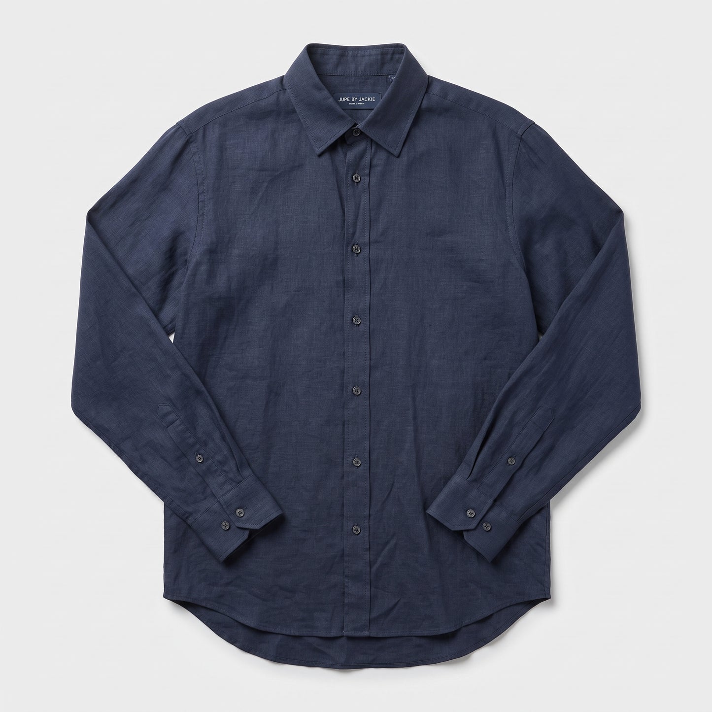 Classic Navy Linen Button-Down Shirt