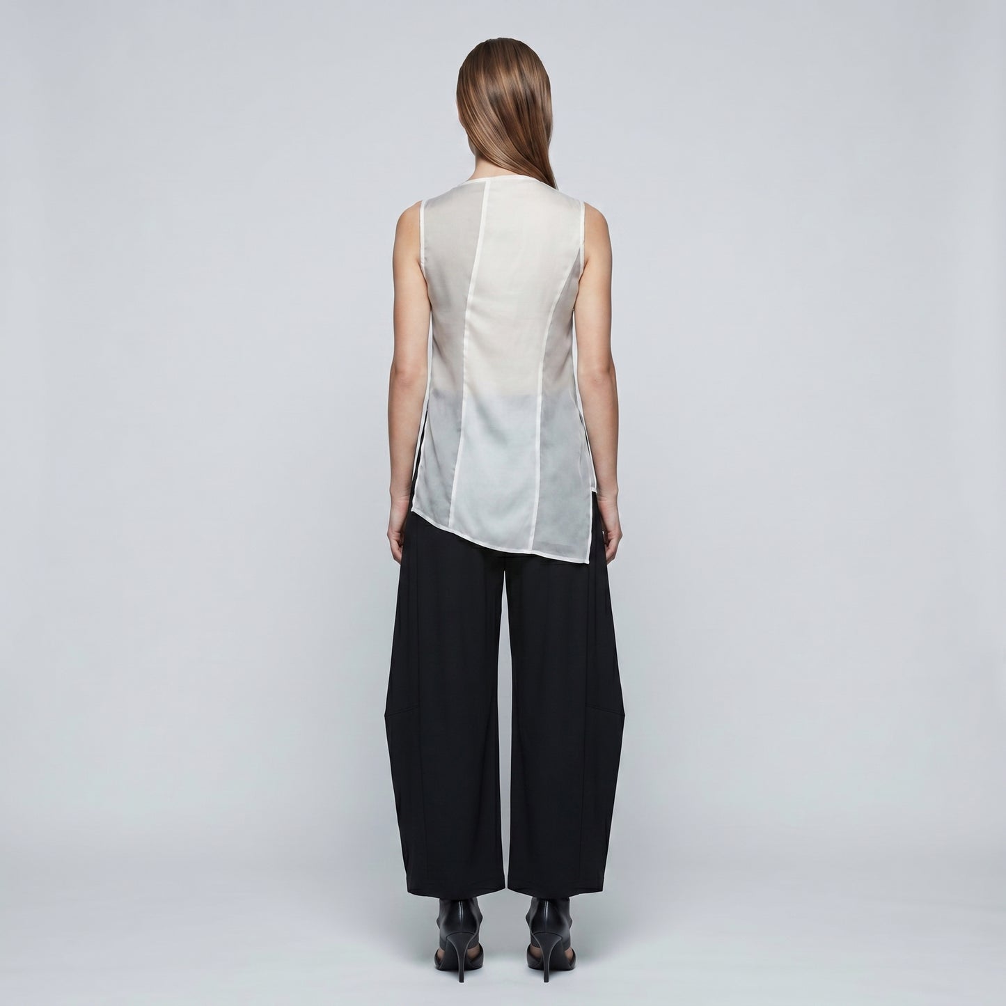 Asymmetric Lace Panel Sleeveless Top