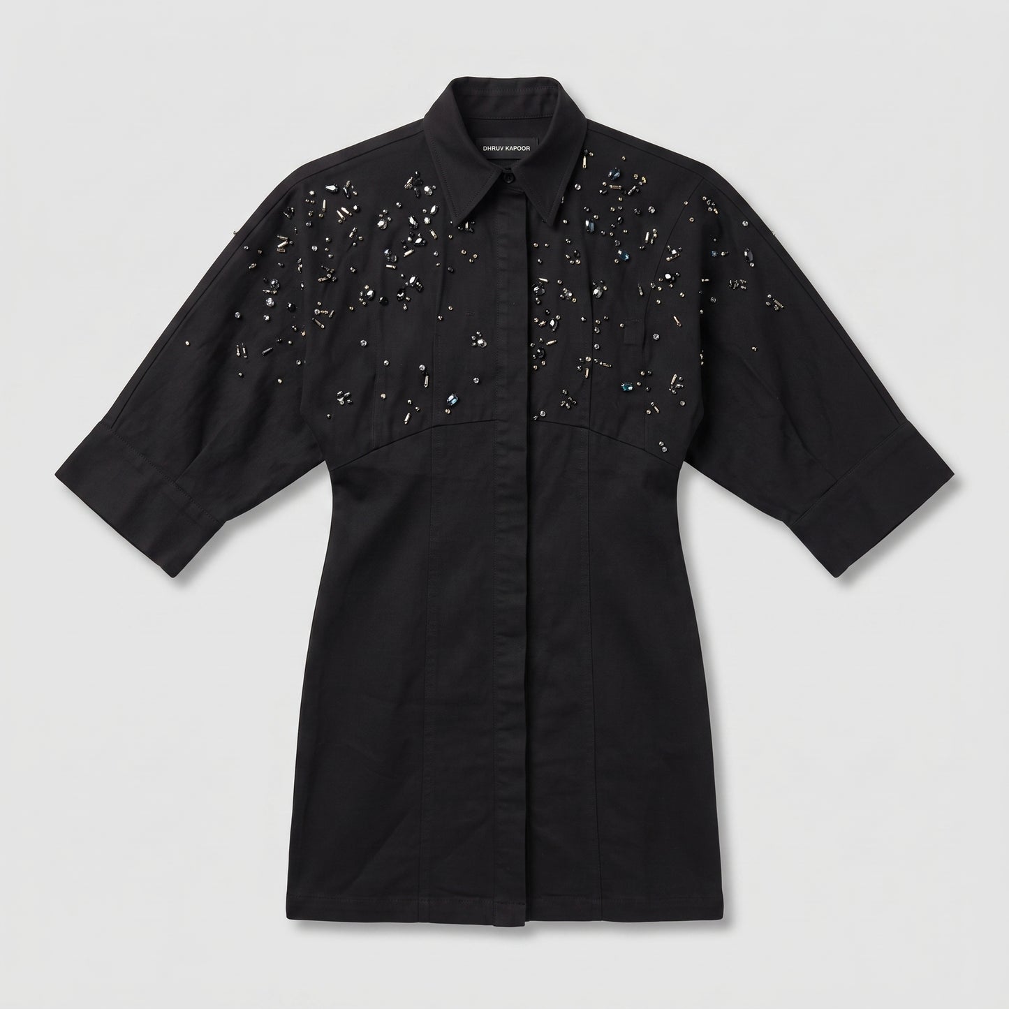 Embellished Structured Black Shirt