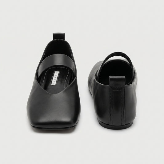 Minimalist Black Leather Mary Janes