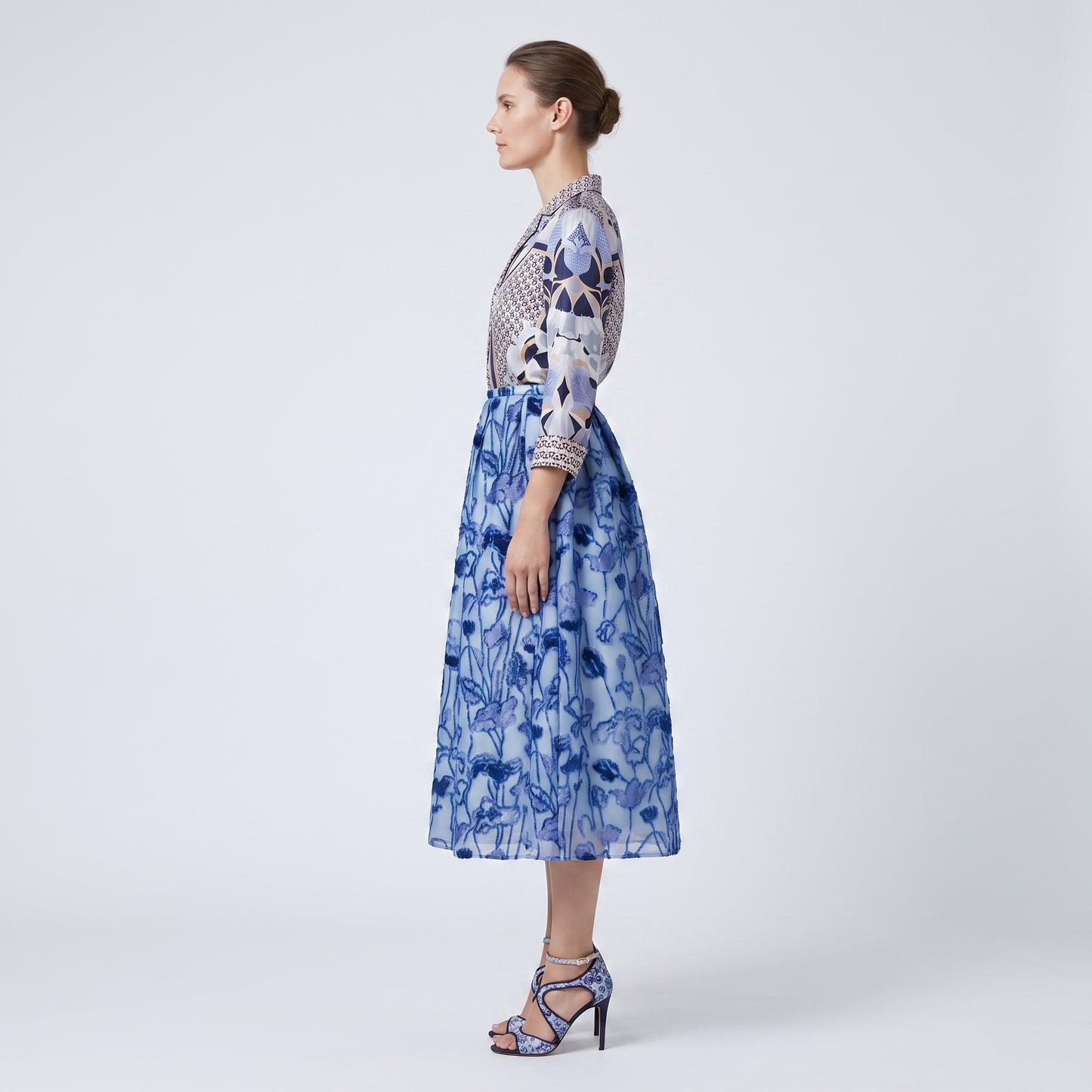 Floral Embroidered Midi Skirt