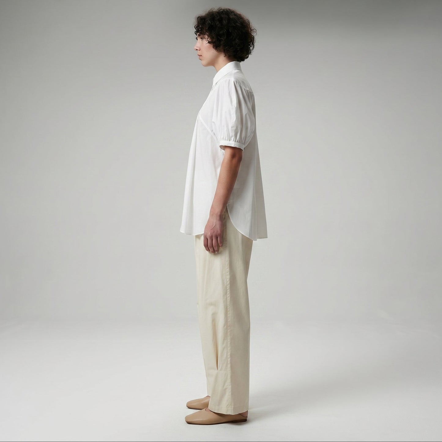 Sculptural Puff Sleeve Cotton Shirt