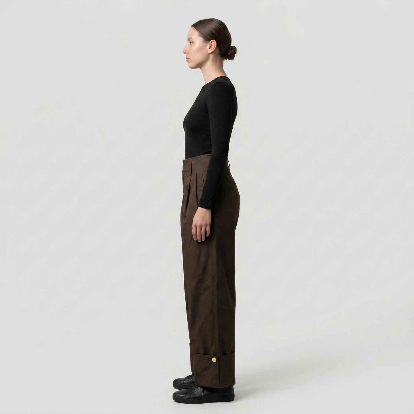 Tailored High-Waisted Cuffed Trousers