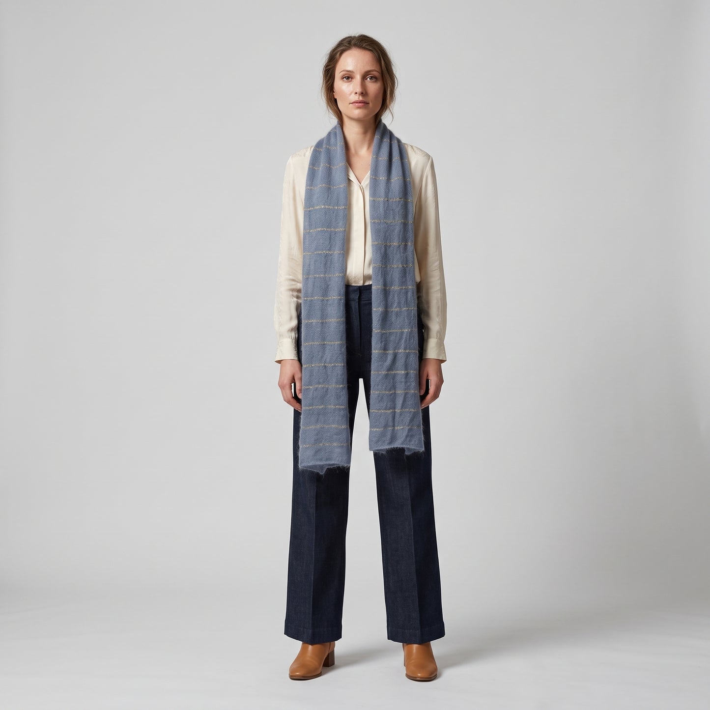 Metallic Stripe Knit Scarf