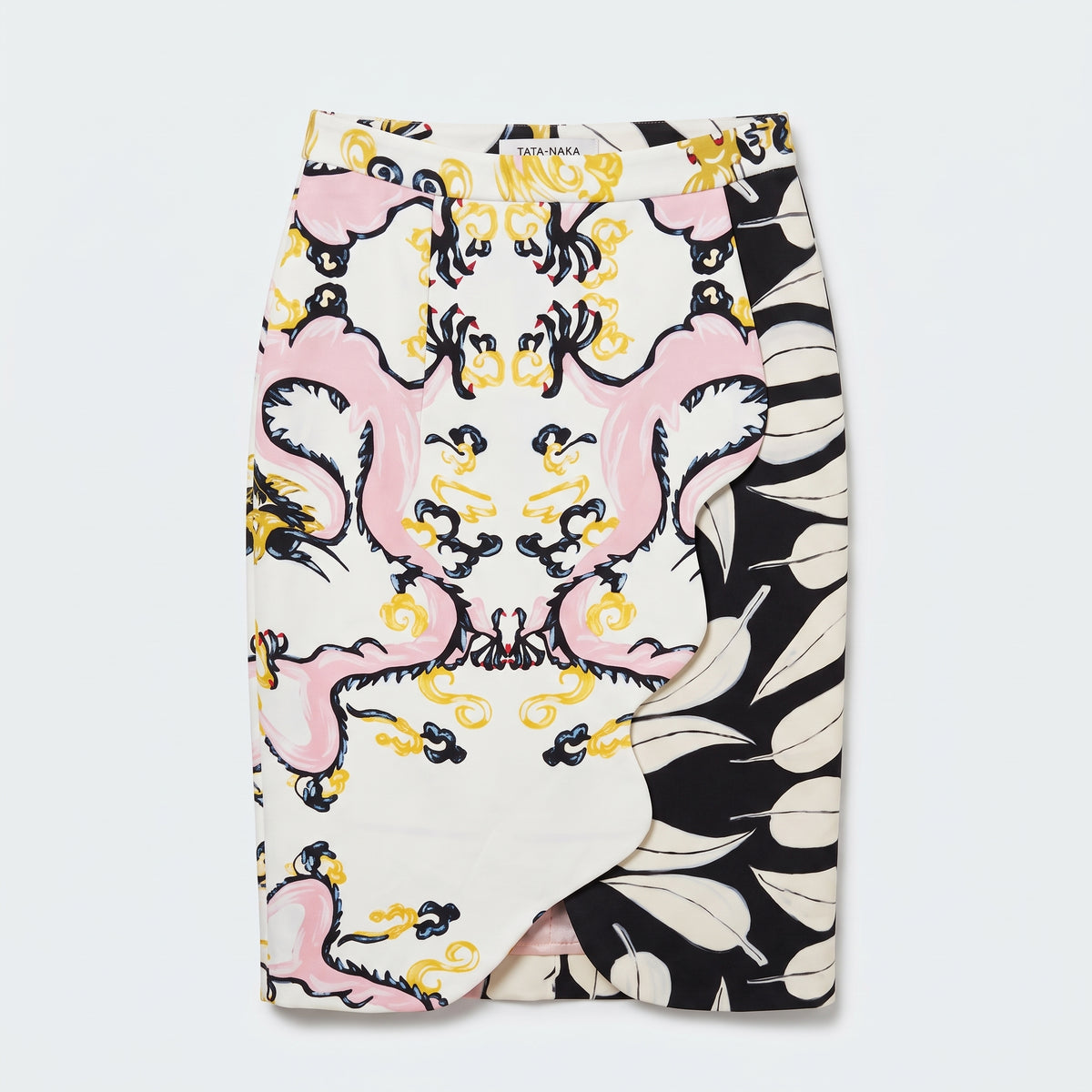 Abstract Print Asymmetric Pencil Skirt