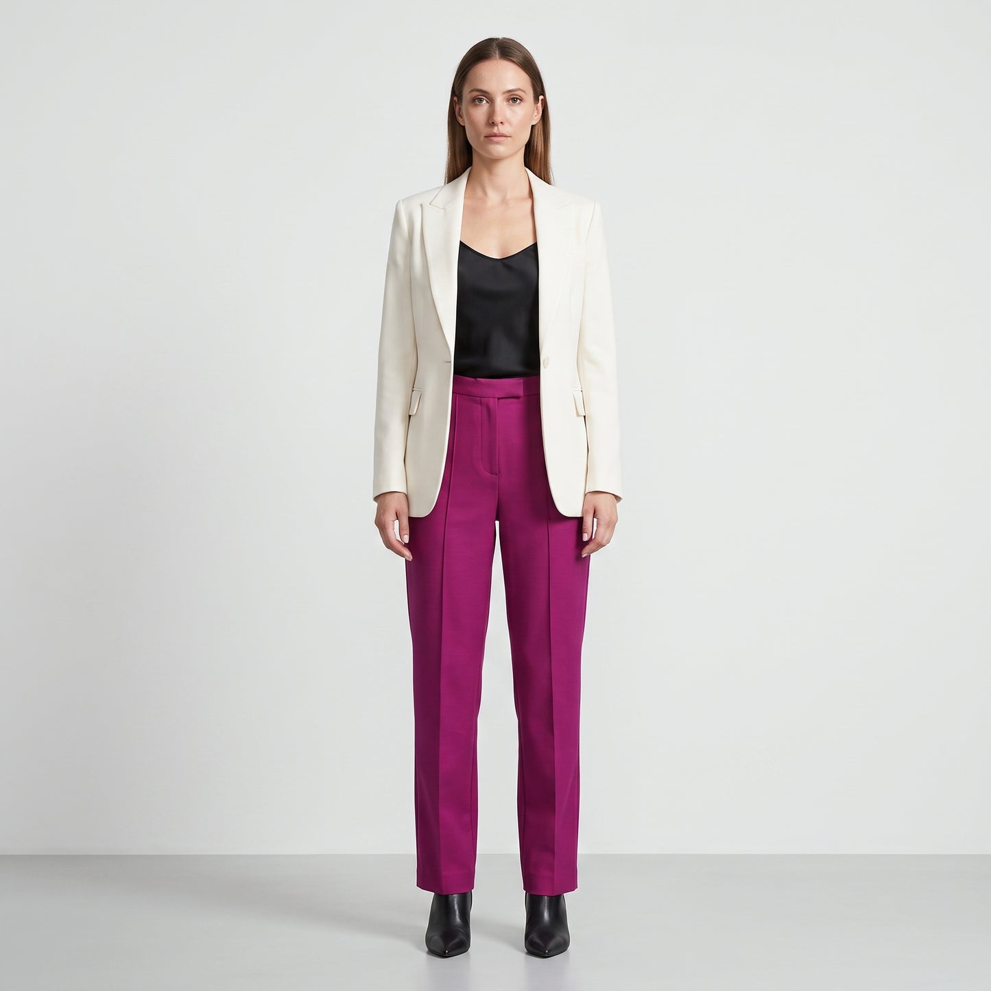 Tailored Magenta Straight Leg Trousers