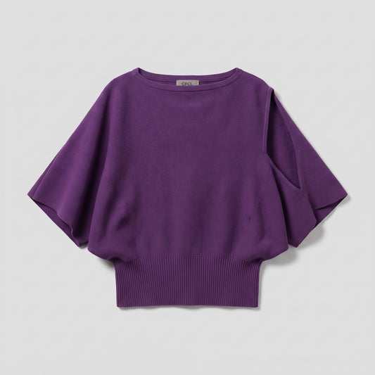Cutout Detail Purple Knit Top