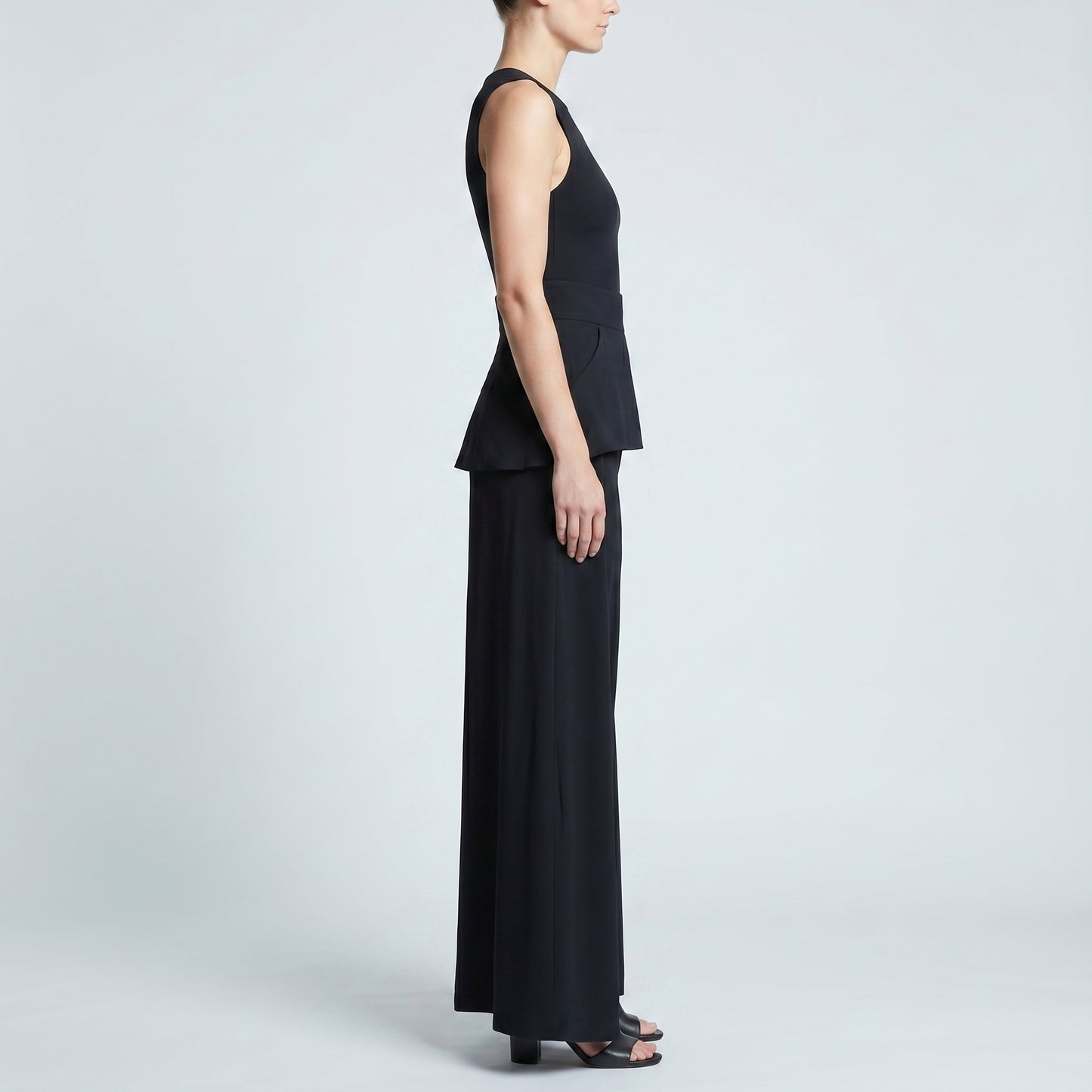 Draped Peplum Wide Leg Trousers