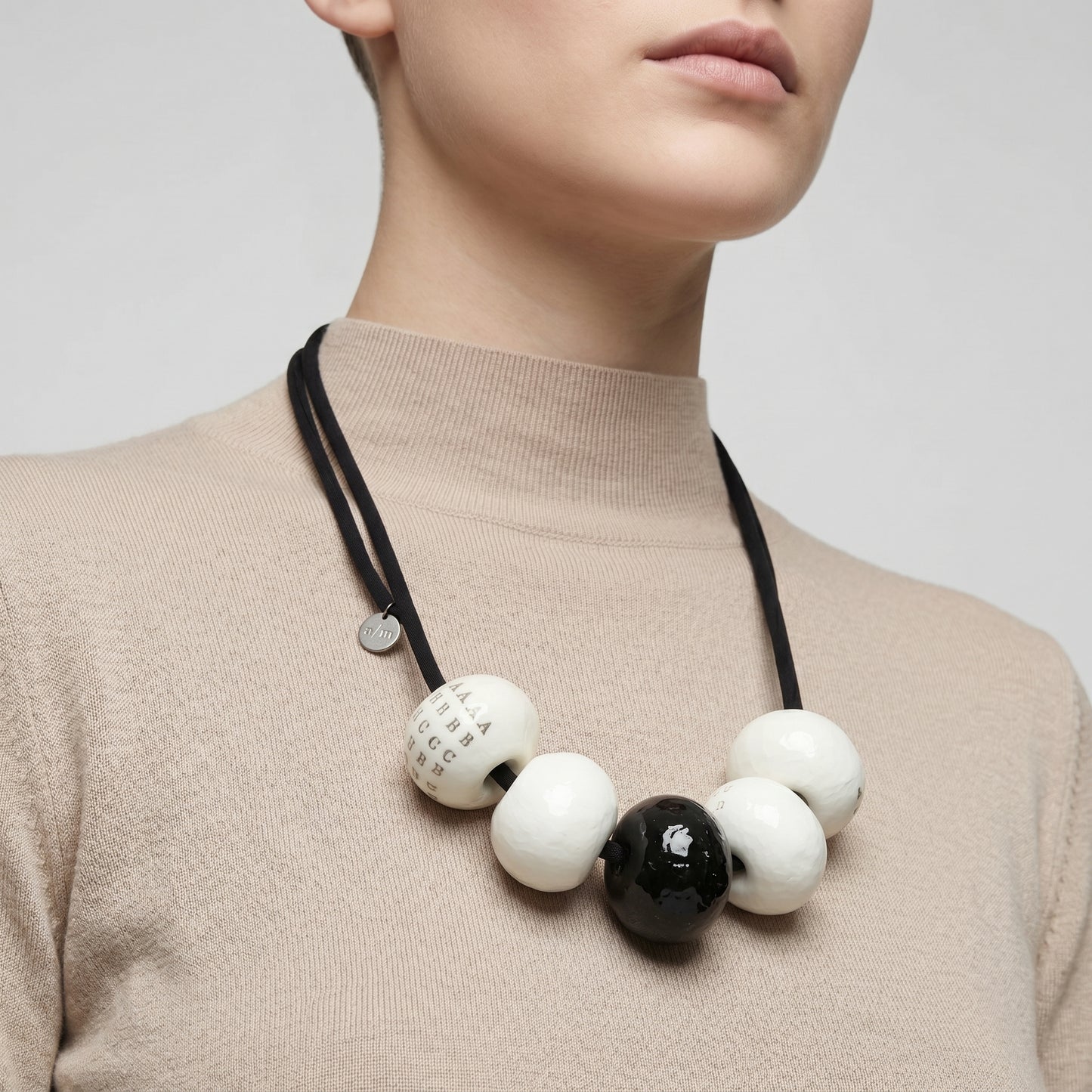 Monochrome Ceramic Bead Statement Necklace
