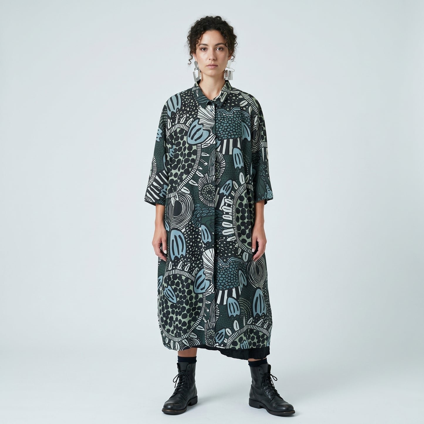 Abstract Print Shirt Dress