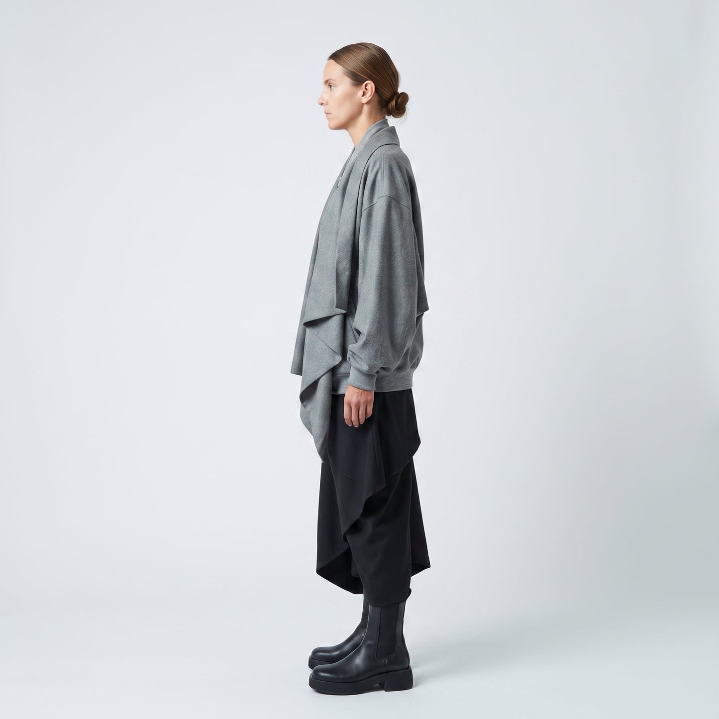 Draped Wool Blend Zip Jacket