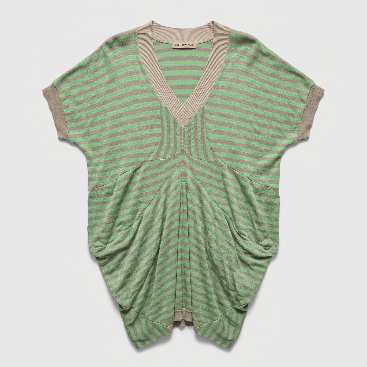 Striped V-Neck Draped Top
