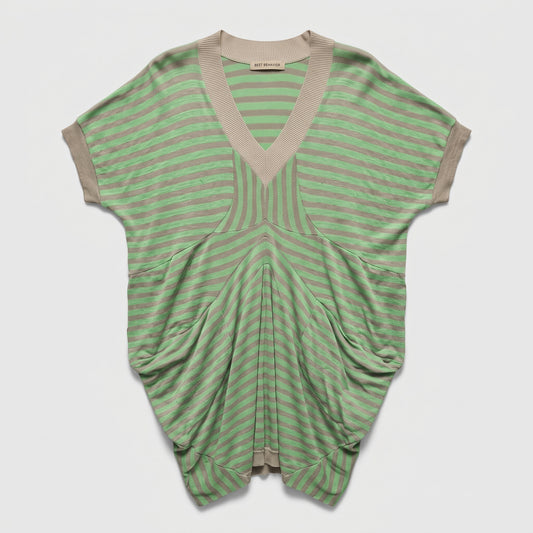 Striped V-Neck Draped Top