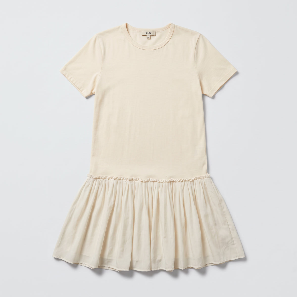 Cream Cotton Drop Waist Dress