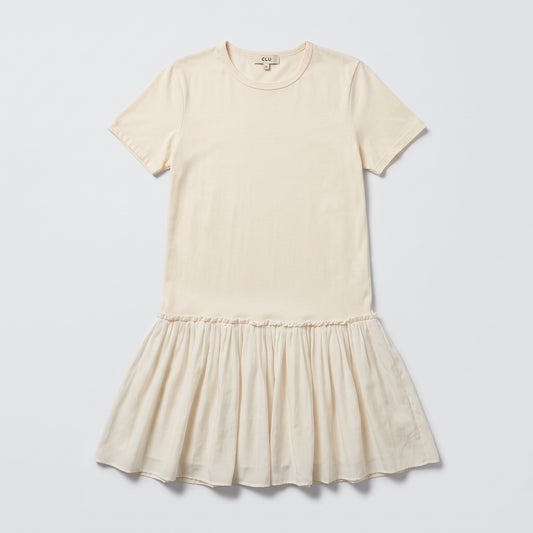 Cream Cotton Drop Waist Dress
