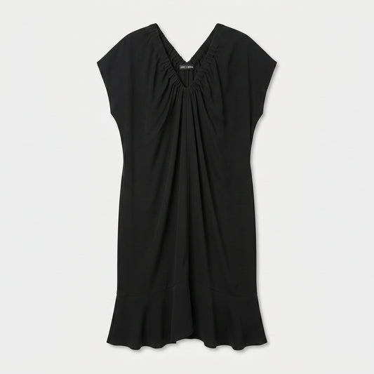 Ruched V-Neck Flounce Dress