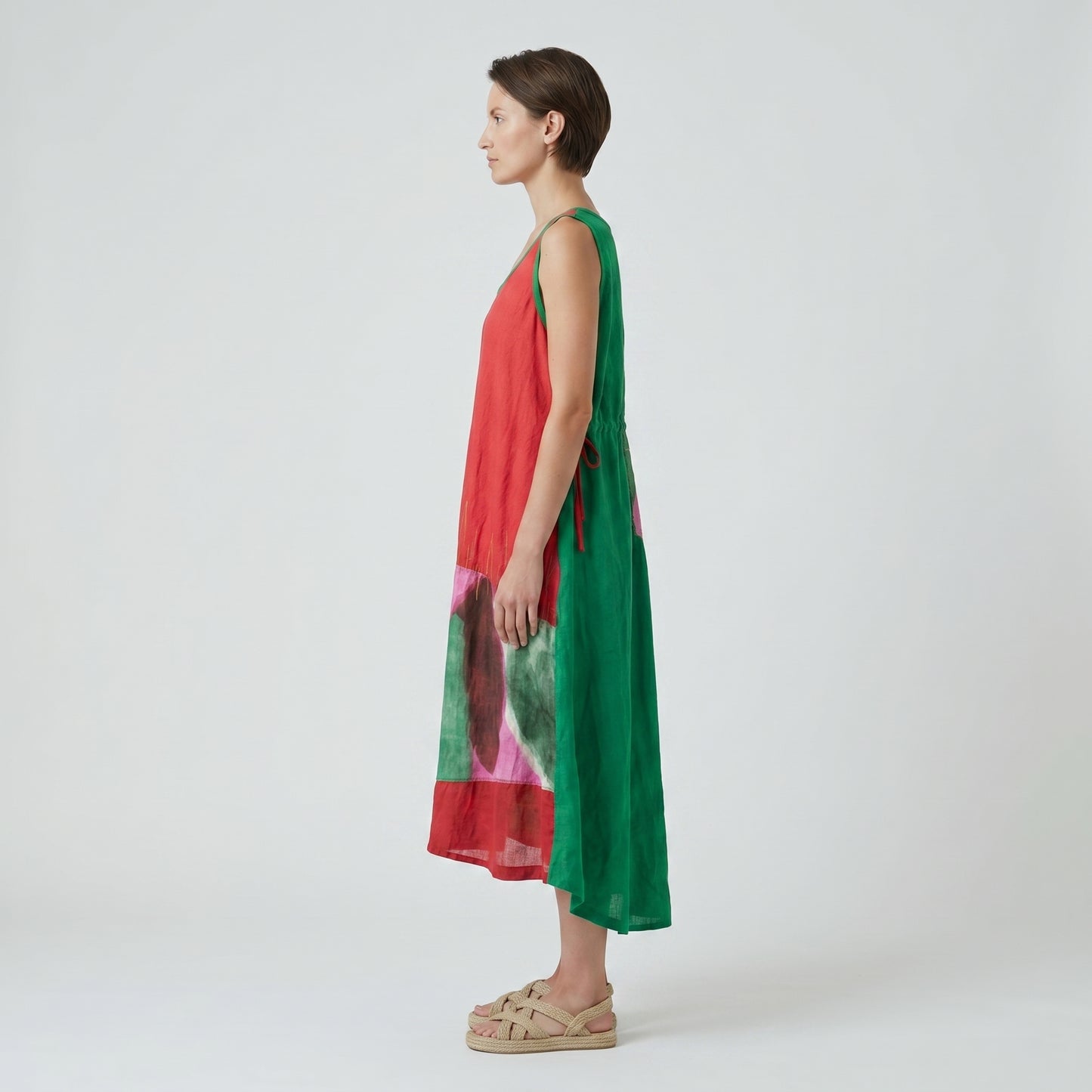 Vibrant Abstract Print Linen Dress