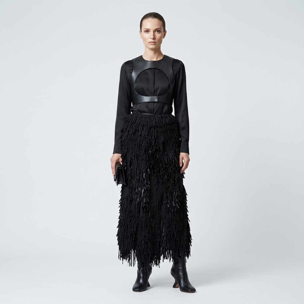 Fringed Textured Statement Skirt