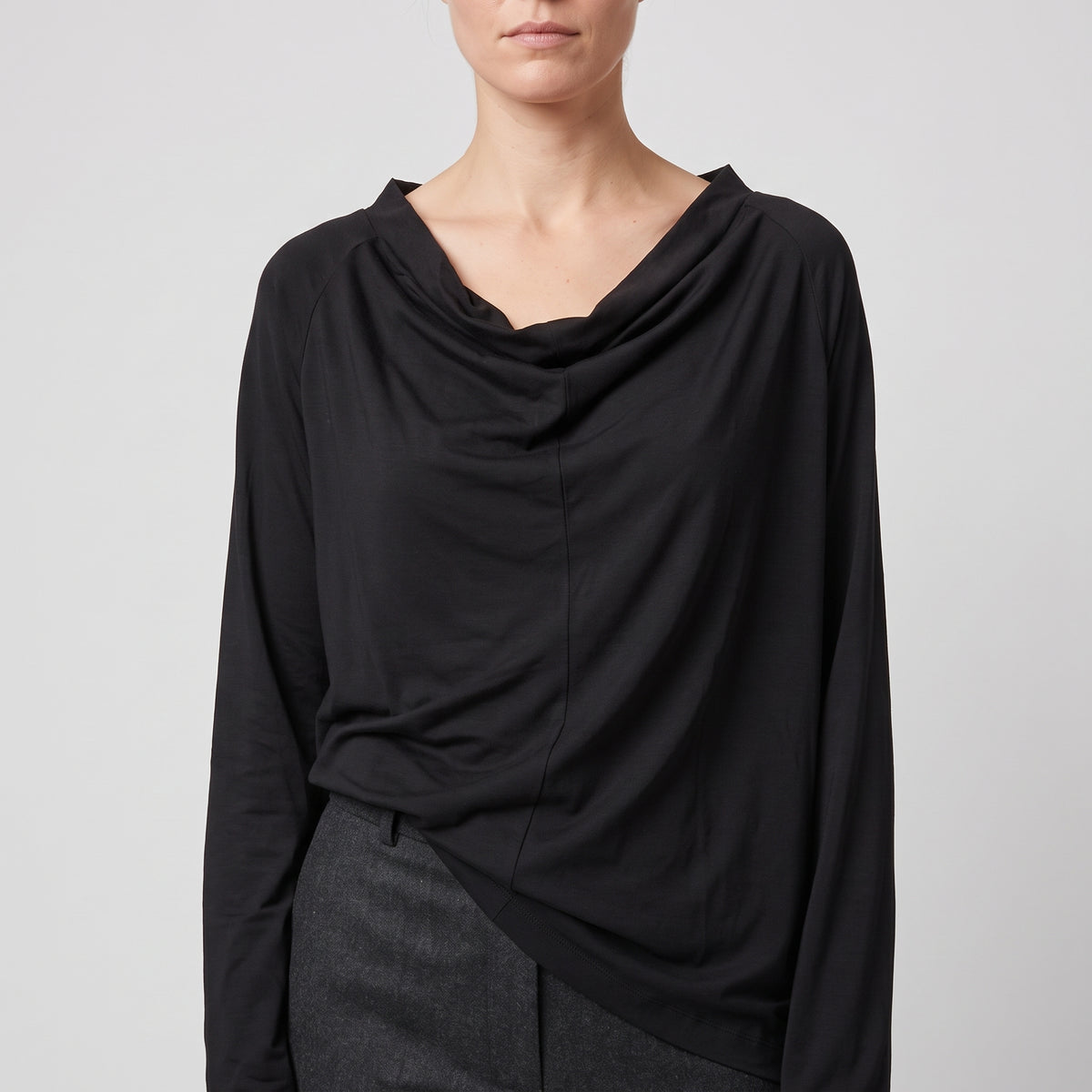 Elegant Black Cowl Neck Top