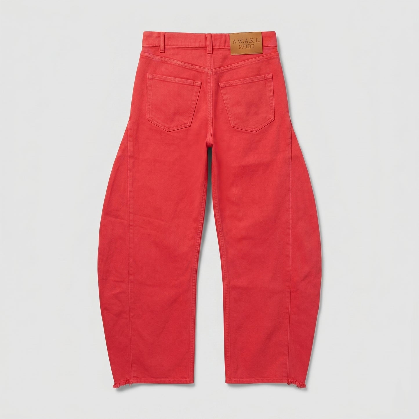 Red Curved Wide Leg Jeans