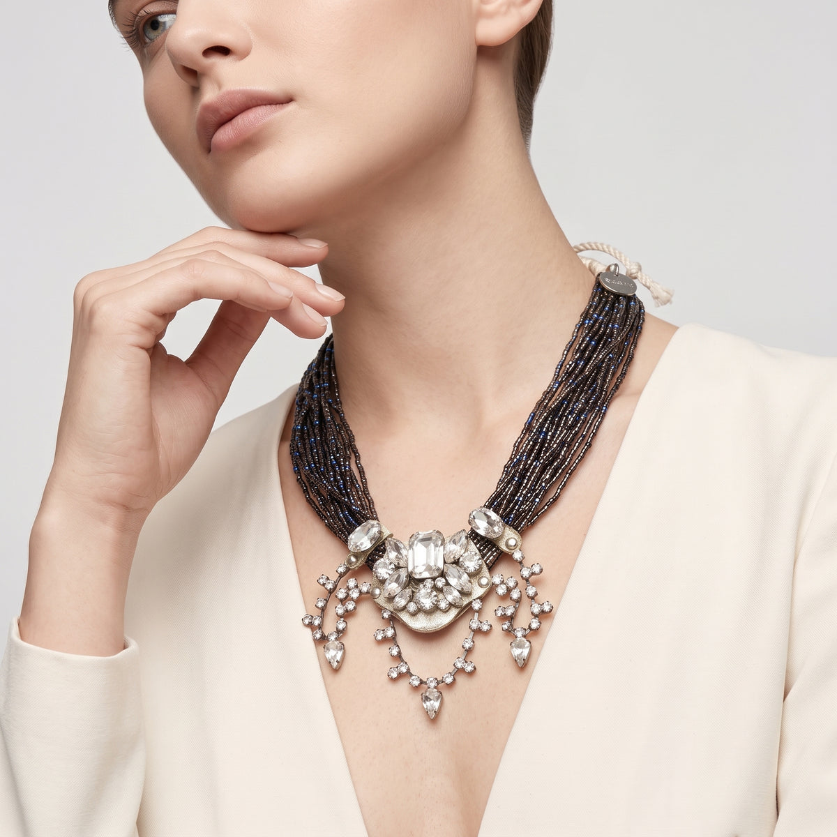 Beaded Crystal Statement Necklace