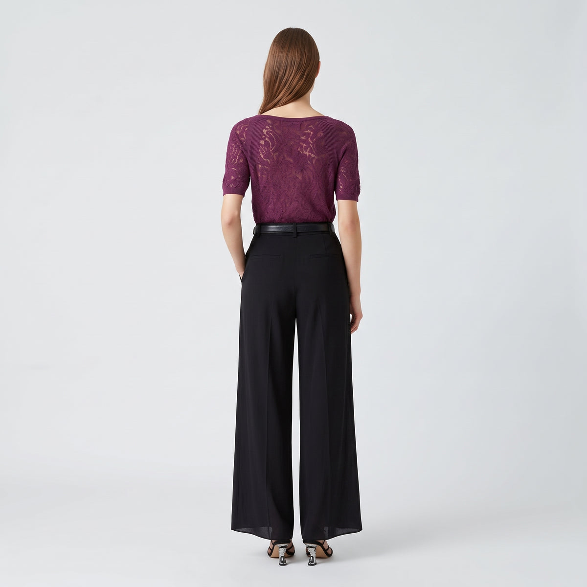 Elegant Burgundy Floral Lace Top