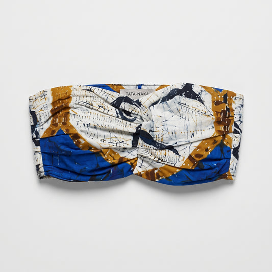Abstract Printed Strapless Bandeau Top