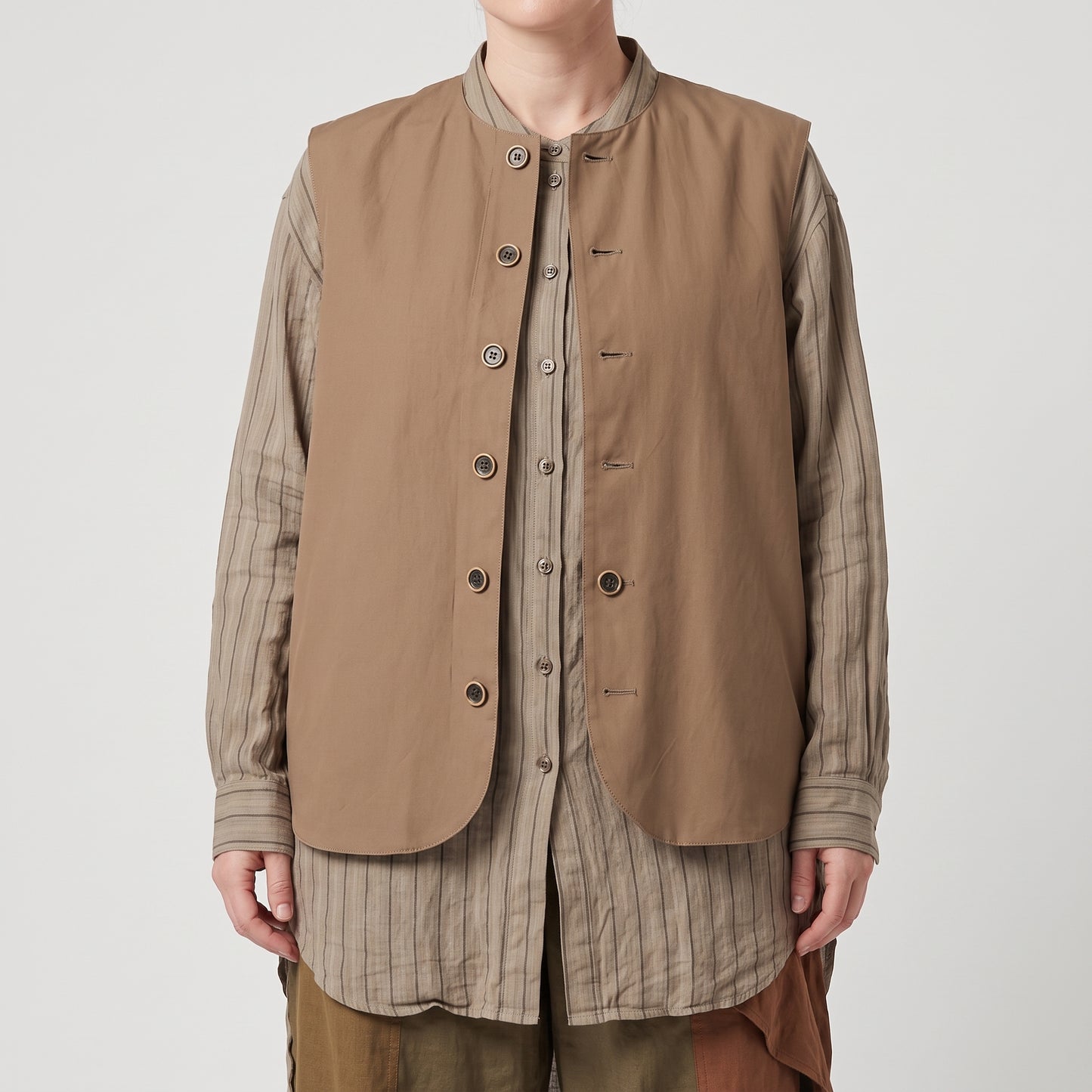 Tailored Button-Front Cotton Vest