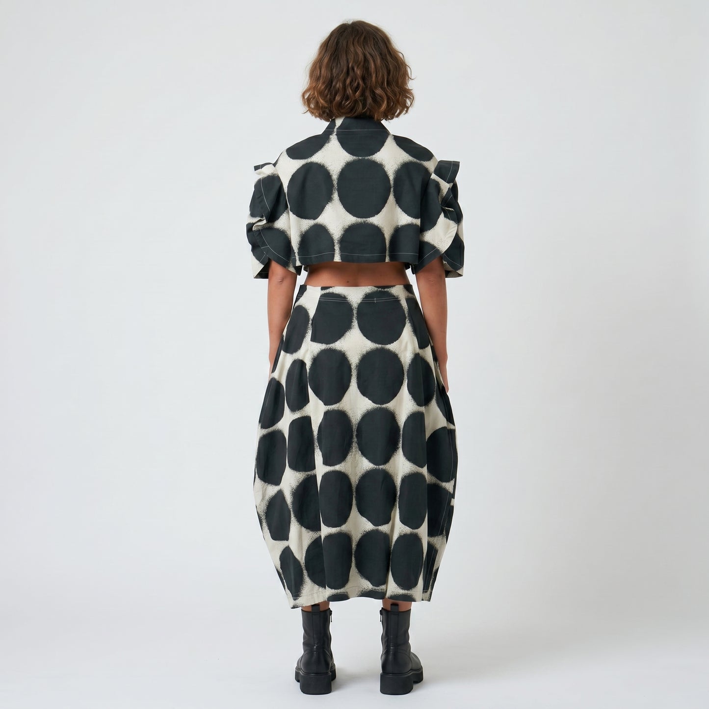 Abstract Polka Dot Cropped Jacket