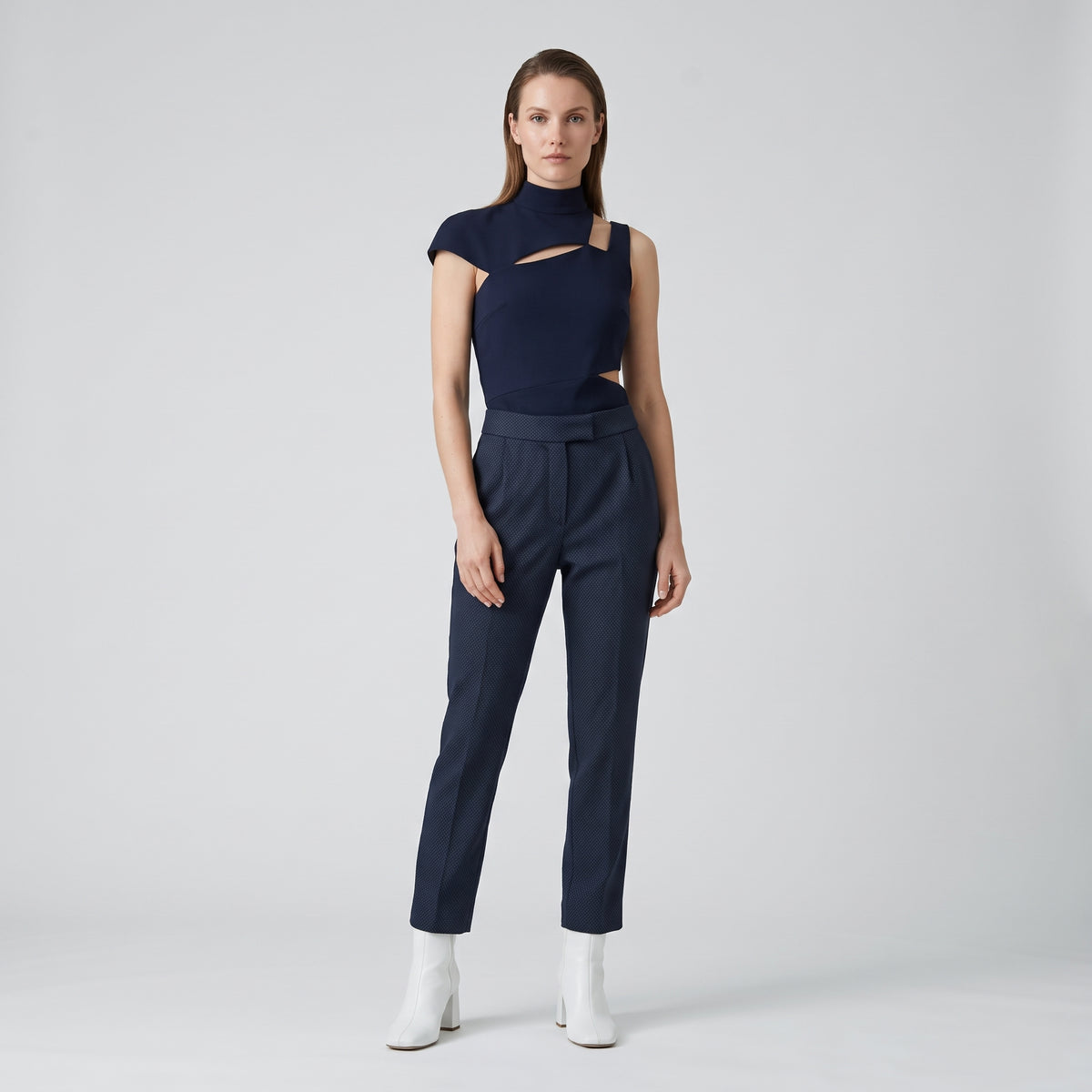 Tailored Navy Cropped Trousers
