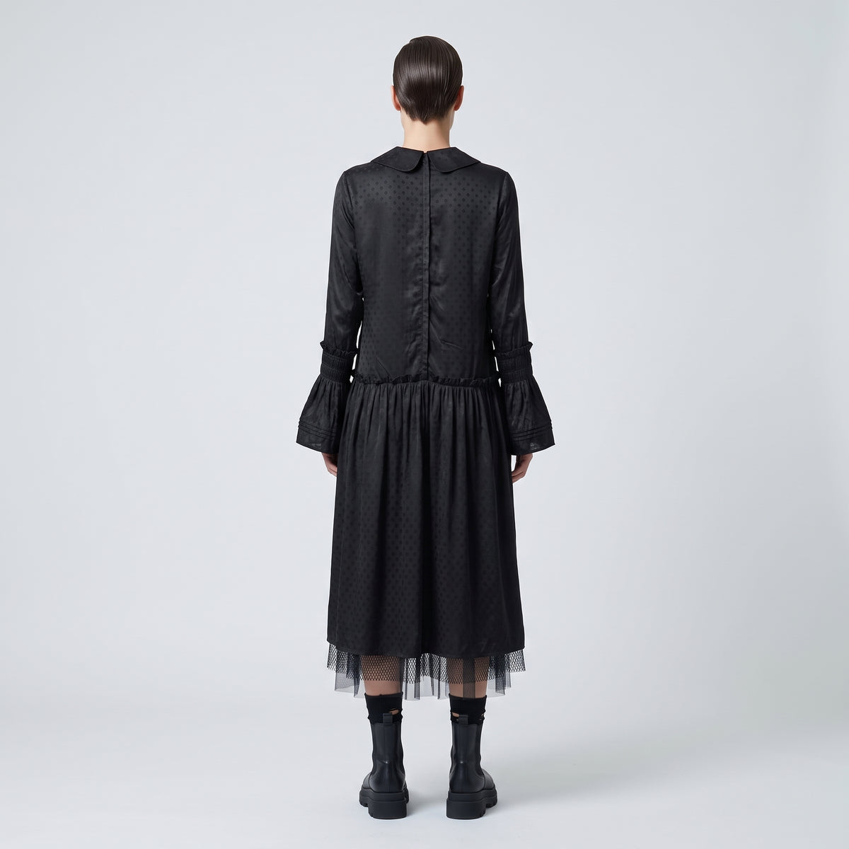 Polka Dot Lace Pleated Dress
