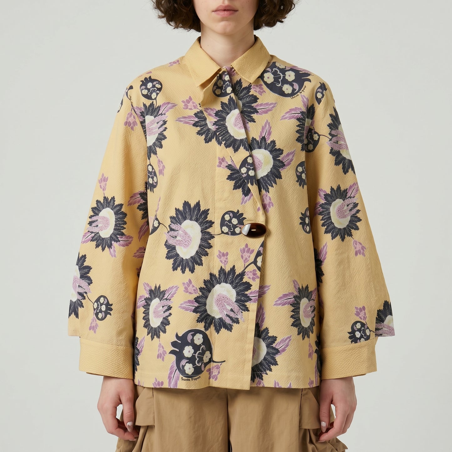 Floral Print Structured Shirt Jacket