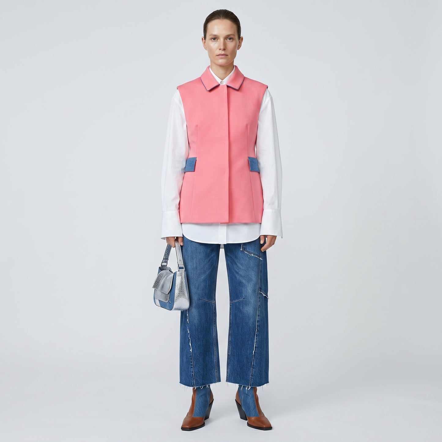 Sleeveless Tailored Pink Vest