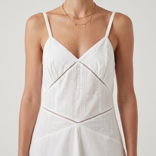 White Cotton Slip Midi Dress