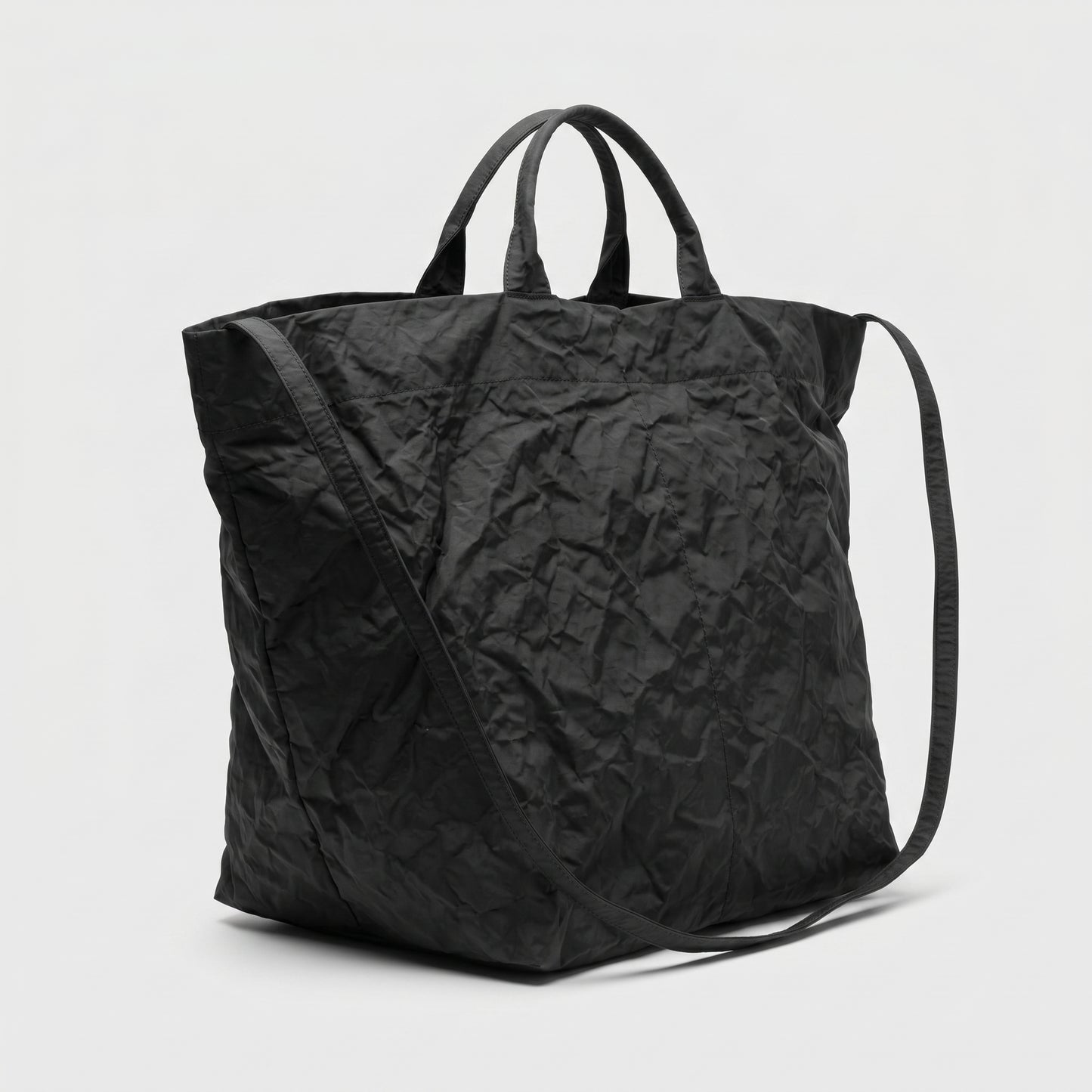 Crinkled Nylon Tote Bag