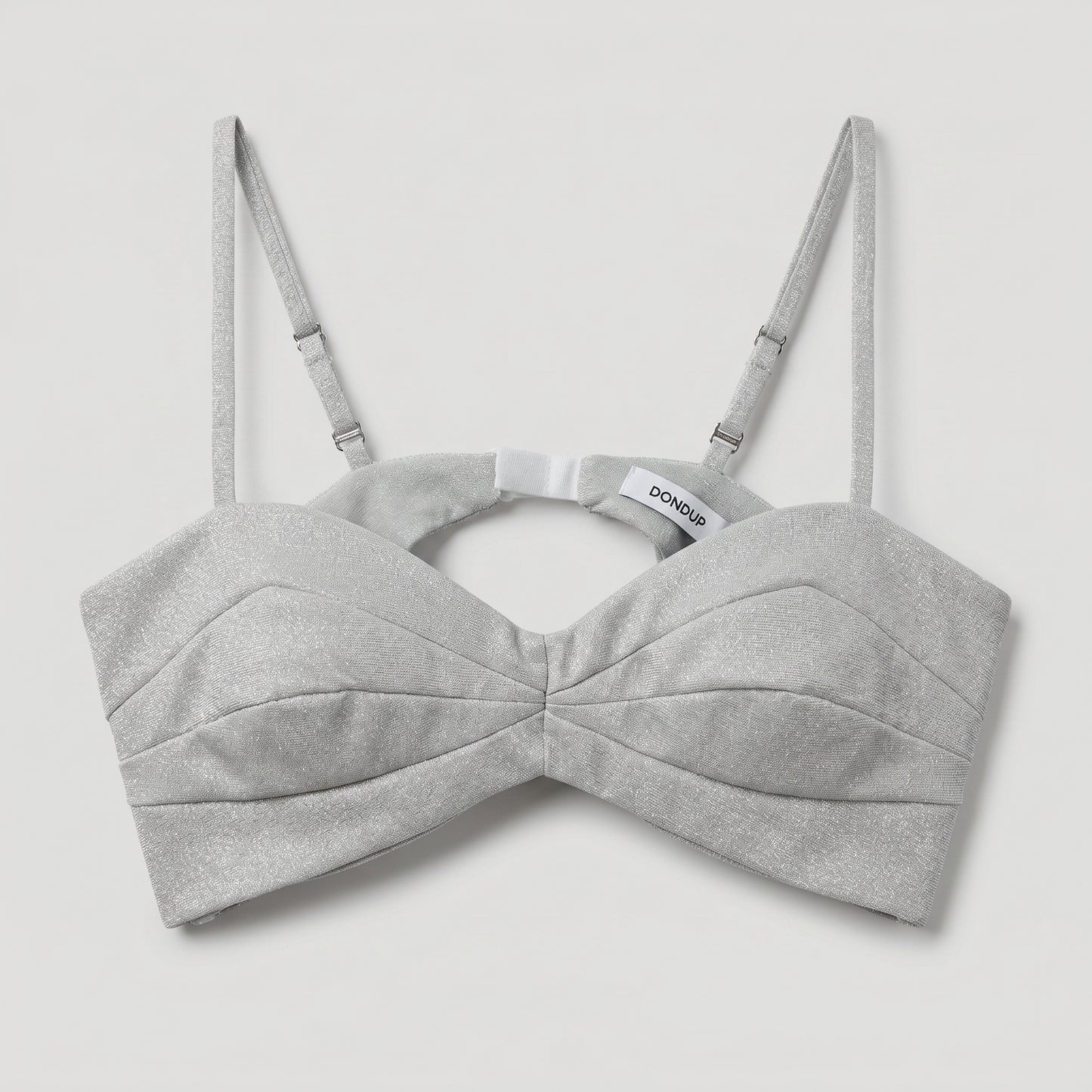 Metallic Silver Cropped Bralette Top