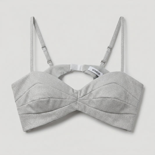 Metallic Silver Cropped Bralette Top