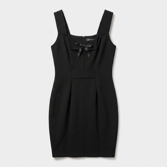 Elegant Black Bow Detail Dress