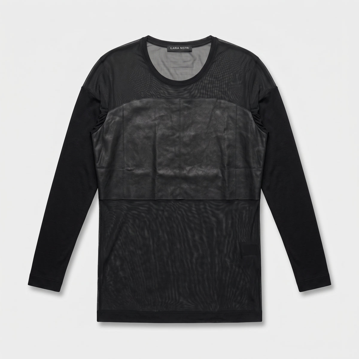Mesh Paneled Long Sleeve Top