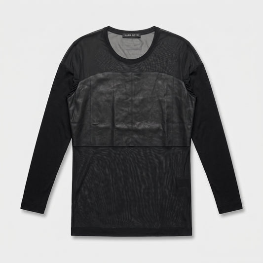 Mesh Paneled Long Sleeve Top