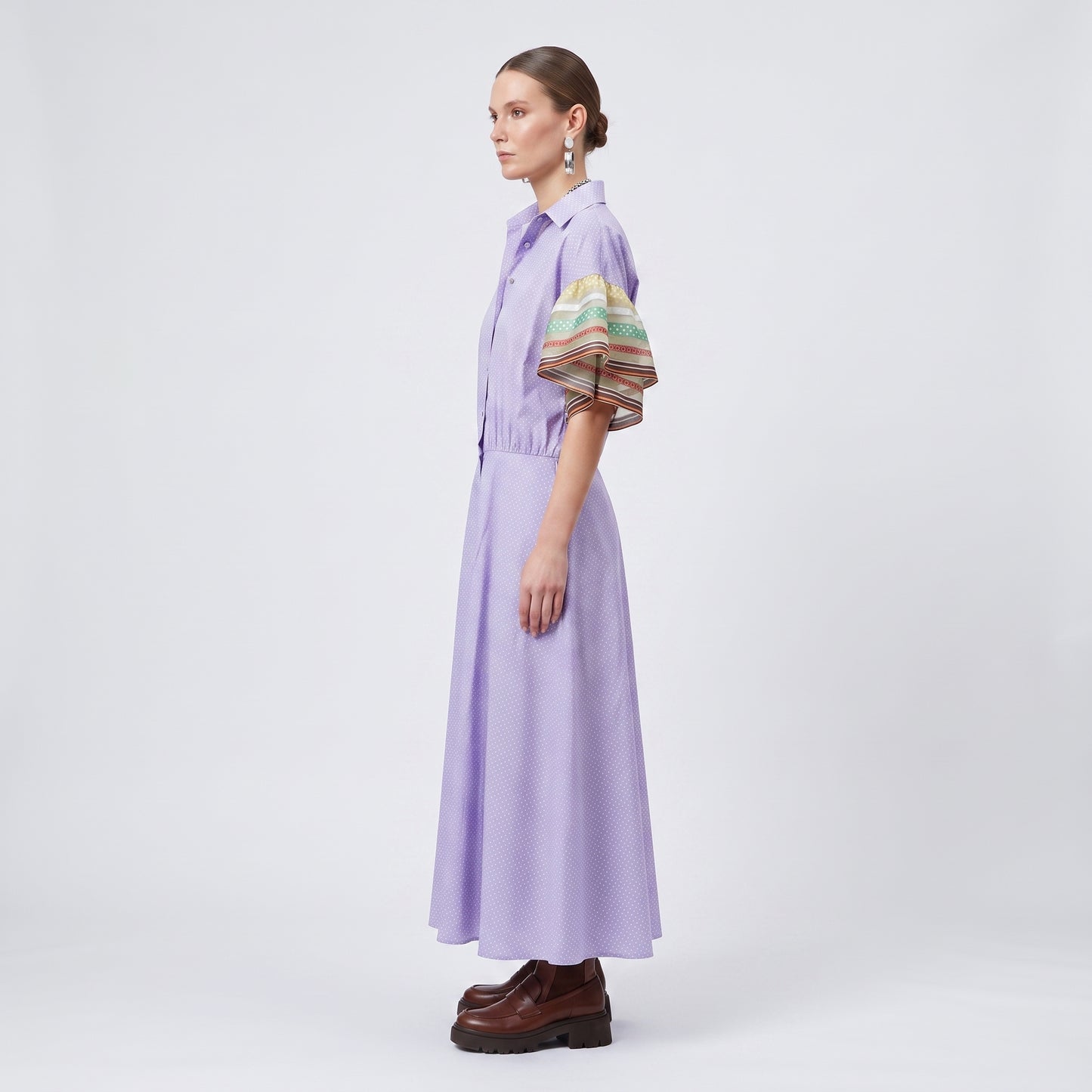 Polka Dot Midi Shirt Dress