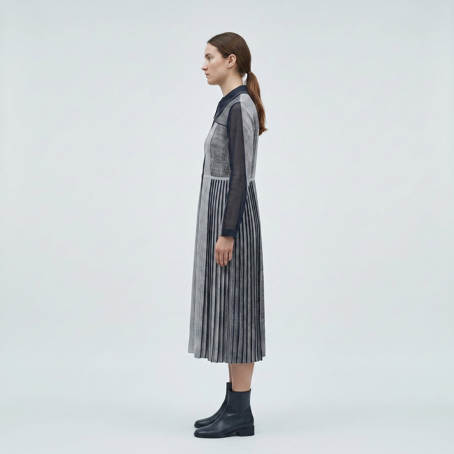 Structured Paneled Midi Shirtdress