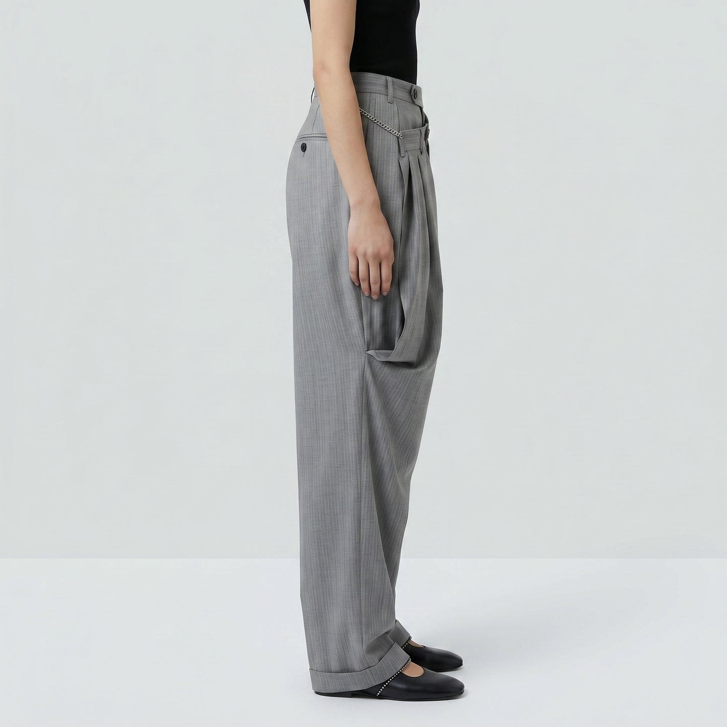 Asymmetric Tailored Pleated Trousers
