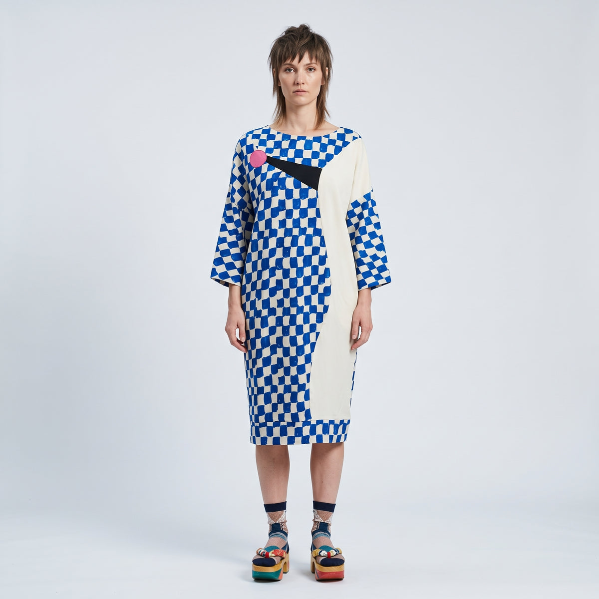 Abstract Checkerboard Shift Dress