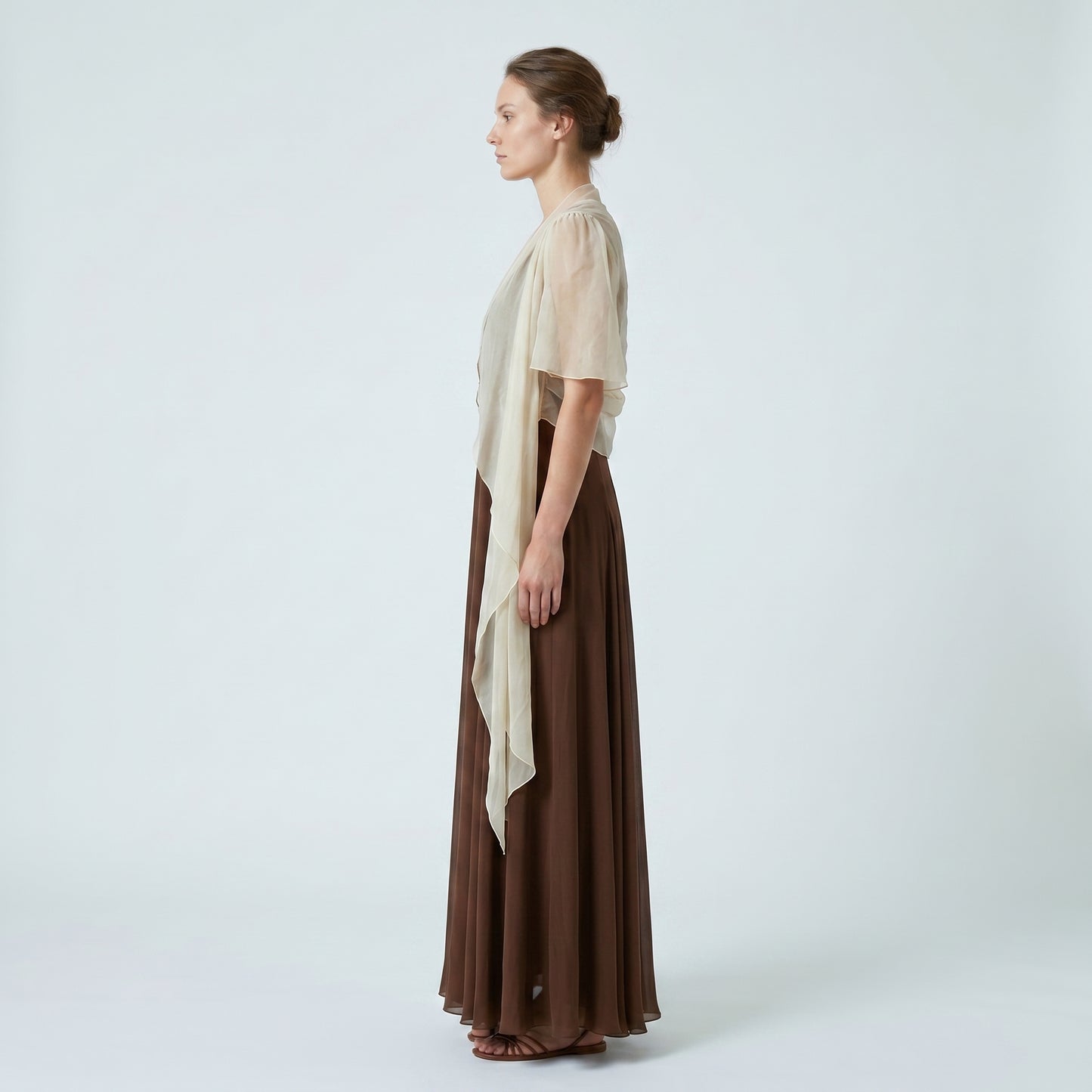 Sheer Silk Chiffon Draped Shrug