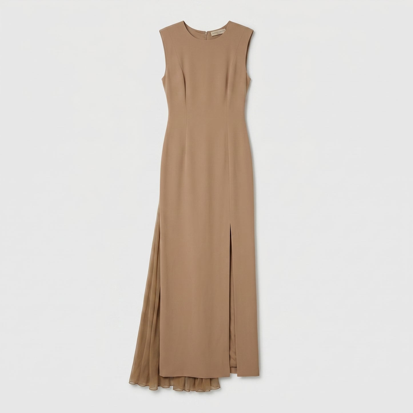 Sleeveless Pleated Crepe Maxi Dress