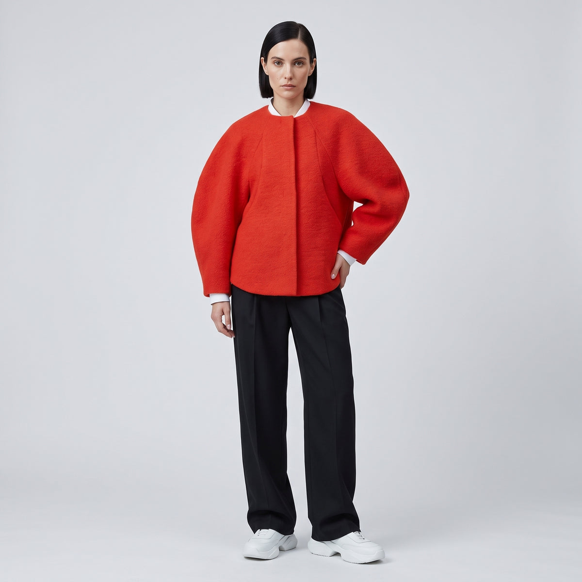 Structured Felt Wool Cape Jacket