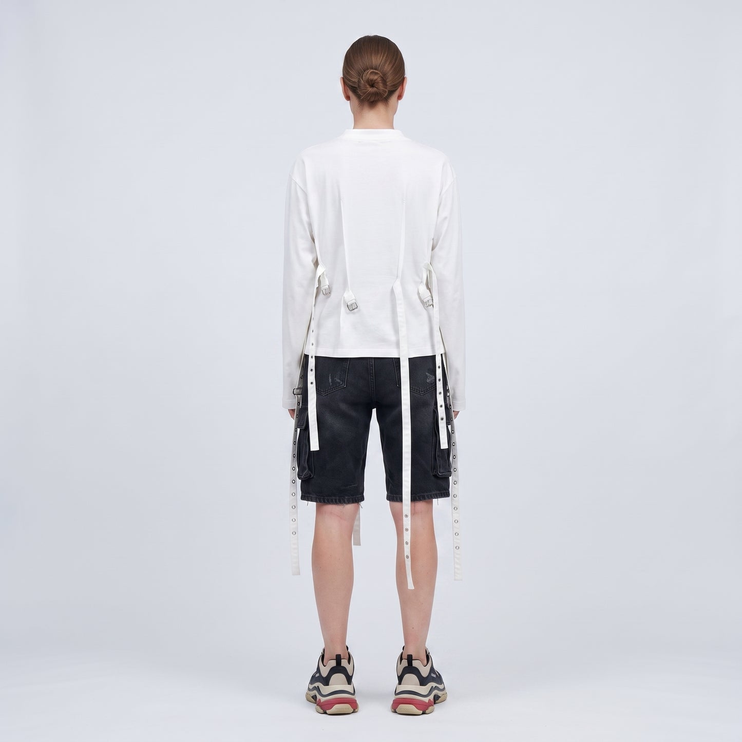 Buckled Detail Cotton Long-Sleeve Top