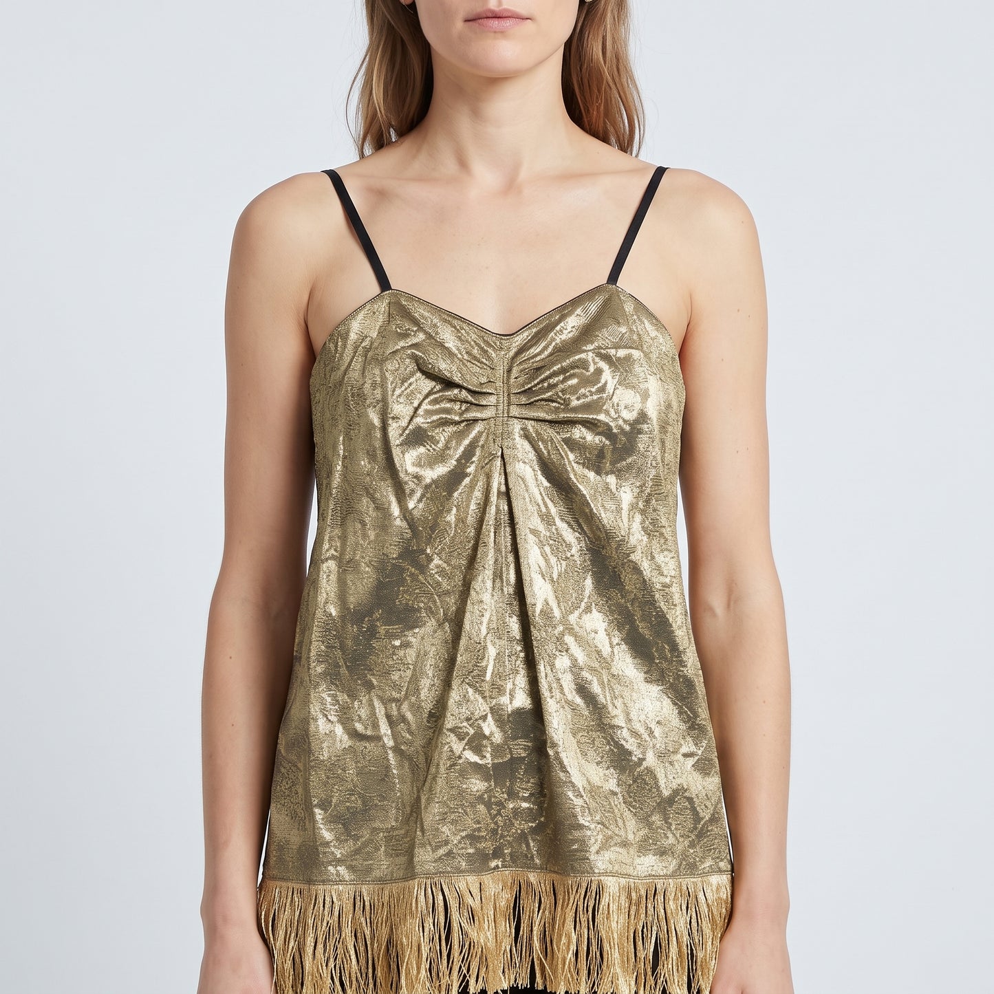 Metallic Floral Fringed Camisole