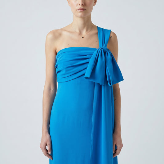 One-Shoulder Bow Detail Gown